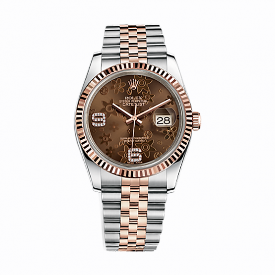 Rolex Oyster Perpetual Datejust 116231 Chocolate floral motif set with diamonds 36mm